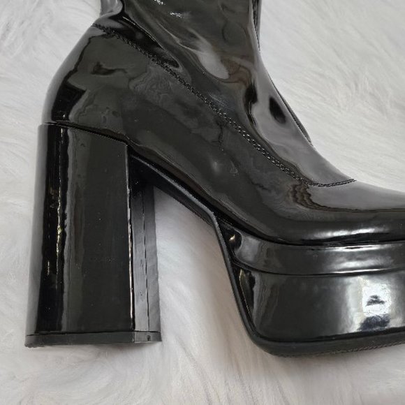 Steve Madden Ella Patent Stretchy PVC PU  Platform GO GO Dancer Boots 10 - Picture 4 of 6